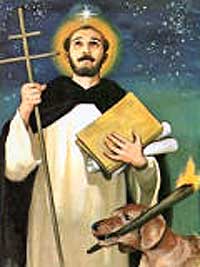saint dominic guzman with dog and star
